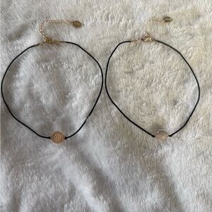 Black Elastic Cord Choker with Mandala Pattern